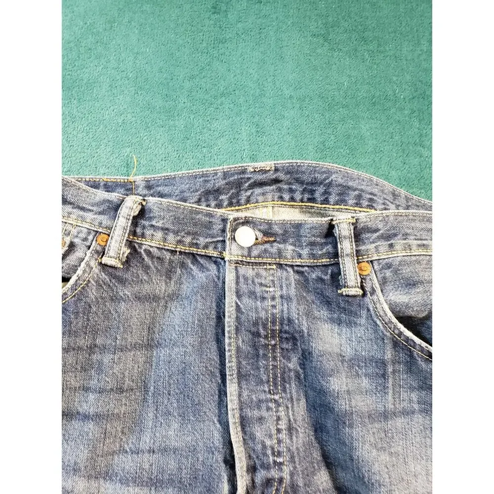 Levis 501 Jeans Size 36x34 Mens Blue Pants Stretch Mid Rise Straight Red Tab